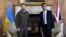 British Prime Minister Rishi Sunak (right) poses with Ukrainian President Volodymyr Zelenskiy in England on May 15.