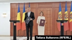 Președinta R. Moldova, Maia Sandu și președintele României, Klaus Iohannis, de Zua Limbii Române la Chișinău