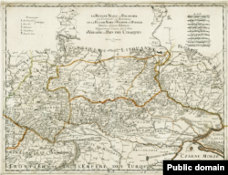 Мапа український земель французького картографа Нікола Сансона, видана в 1674 році в Парижі, на картуші (в назві) якої Україна позначена як «Земля козаків». Сансона вважають батьком французької картографії