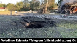 The aftermath of a Russian ballistic missiles strike on Vilnyansk in the southern Zaporizhzhya region on June 29.