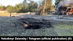 Aftermath of a Russian ballistic missiles strike on Vilnyansk in the southern Zaporizhzhya region on June 29.