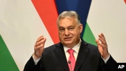 Viktor Orban (na fotografiji) na pres-konferenciji sa slovačkim premijerom Robertom Ficom u Budimpešti, 16. januara 2024.