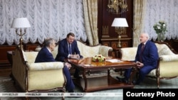 Сергей Лавров, Сергей Алейник и Александр Лукашенко в Минске. Беларусь, 25 июня 2024 года