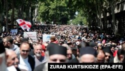 Marshi në Tbilisi të Gjeorgjisë më 17 maj 2024. 