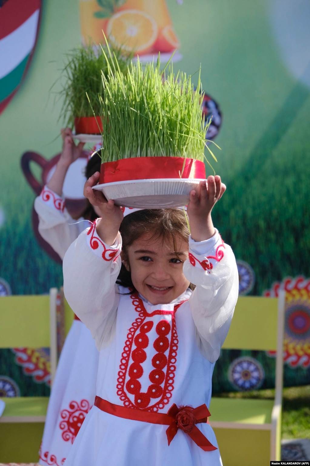 Another Tajik girl in Dushanbe marks the first day of spring.