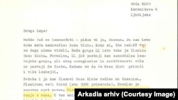 Pismo koje je 1990. godine stiglo iz Slovenije adresirano na aktiviste u Srbiji.