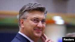 Hrvatski premijer Andrej Plenković na samitu lidera Evropske unije u Briselu, Belgija, 15. decembra 2023.