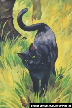 Чорны кот на мурале