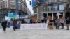 Zebraszerda nevű tiltakozás a közoktatás érdekében a Ferenciek terén 2024. január 17-én