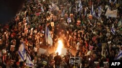 დემონსტრაცია ისრაელში - თელ-ავივში თავდაცვის სამინისტროსთან. 30 მარტი, 2024 წელი