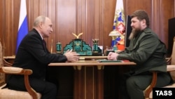 Владимир Путин и Рамзан Кадыров в Кремле, 2023 г.