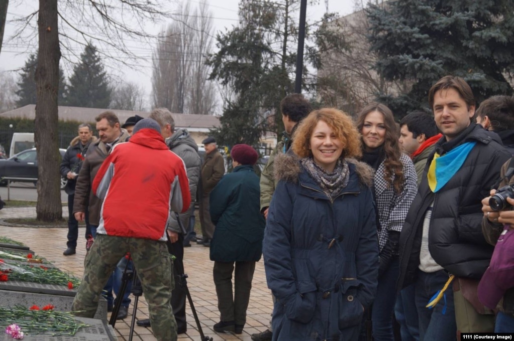 Kateryna Butko alla protesta di Automaidan il 15 febbraio 2014.