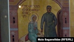 A panel on the icon depicts modern-day mystic St. Matrona with Soviet dictator Josef Stalin even though there is no proof that the pair ever met. 