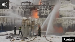 Пожар в терминале компании НОВАТЭК в Усть-Луге Ленинградской области после атаки дрона

