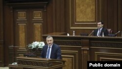 Armenia - Judge Davit Balayan answers questions from parliament deputies, Yerevan, February 28, 2024.