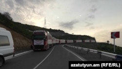 Armenia - Trucks carrying food aid to Nagorno-Karabakh approach the Lachin corridor, July 26, 2023.