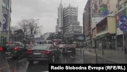 Сообраќај на дожд во центарот на Скопје
