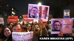 Митинг у посольства России в Ереване 16 февраля 2024 