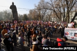Митинг против насилия под названием «Скажи нет миру животных», который был организован движением «Жаңа Адамдар». Алматы, 26 ноября 2023 года