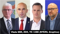 (S lijeva na desno) Tahir Lendo, Nezir Pivić, Irfan Halilagić i Nijaz Hušić, premijeri Srednjobosanskog, Zeničko-dobojskog, Tuzlanskog i Unsko-sanskog kantona.