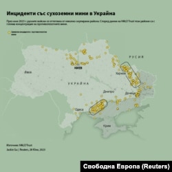Инциденти със сухоземни мини в Украйна.