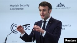 Ֆրանսիայի նախագահ Էմանյուել Մակրոնը ելույթ է ունենում Մյունխենի Անվտանգության համաժողովում, 17-ը փետրվարի, 2023թ.