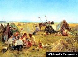 Владимир Маковский. Крестьянский обед в поле. 1871