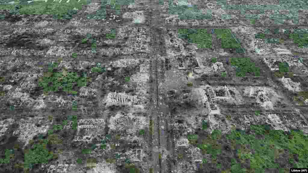 Pulverized buildings and shell craters are all that remain of the small eastern Donetsk city of Maryinka on May 11. As part of the&nbsp;Bakhmut-Avdiyivka-Maryinka front line, the city has endured punishing Russian assaults as the Kremlin&#39;s forces try to push deeper into the Donbas.