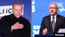 کمال قلیچداراوغلو (راست) و رجب طیب اردوغان به دور دوم انتخابات ریاست‌جمهوری ترکیه راه یافتند
