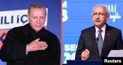 Лідери виборчих перегонів у Туреччині – чинний президент Реджеп Ердоган (ліворуч) і опозиційний кандидат Кемаль Киличдароглу, комбіноване фото
