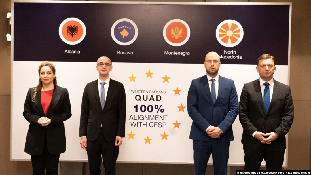 Министрите за надворешни работи, на Северна Македонија, Бујар Османи, на Албанија, Ољта Џачка, заменик-министерот на Косово, Крешник Ахмети и советникот за надворешна политика на Црна Гора, Ѓорѓе Радуловиќ 