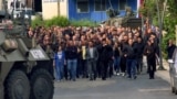 People gather in Zubin Potok to protest against new mayor