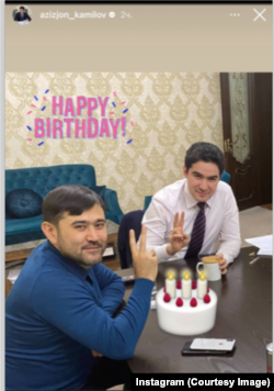 O fotografie de Instagram ștearsă între timp îl arată pe șeful Federației uzbece de judo Azizjon Kamilov (dreapta) – un apropiat al ginerelui președintelui Shavkat Mirziyoev, Otabek Umarov – împreună cu acționarul fondator de 50% al Ultimo Group, Tuhfat Anvarkhujaev.