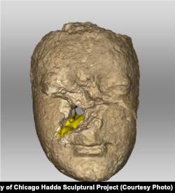 Imagine 3D a unei sculpturi budiste timpurii din Hadda, distrusă de talibani în 2001.