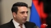 Armenia - Parliament speaker Alen Simonian speaks to journalists, Yerevan, November 28, 2023.