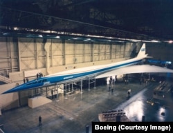Модель американской версии сверхзвукового транспортного самолёта, фото снято в 1970 году