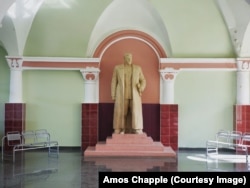 A statue of Stalin inside Gori Train Station in September 2022