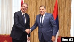 Predsednik Srbije Aleksandar Vučić i predsednik bh. entiteta Republika Srpska Milorad Dodik u Banjaluci, 4. avgusta 2023.