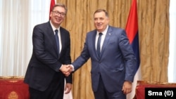 Predsednik Srbije Aleksandar Vučić i predsednik bh. entiteta Republika Srpska Milorad Dodik, avgust 2023.