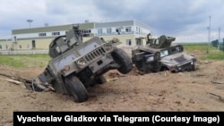 Humvees, Wreckage After 'Cross-Border Raid' Into Russia