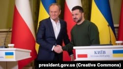 Полскиот премиер Доналд Туск и украинскиот претседател Володомир Зеленски