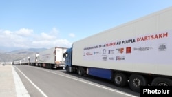 Armenia - A French humanitarian aid convoy is stuck at the entrance to the Lachin corridor, August 30, 2023.