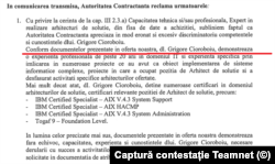 Numele lui Grigore Cioroboiu apare într-o contestație a firmei Teamnet. El este menționat ca expert al societății în domeniul IT.