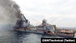 "Москва" крейсери чабуулдан кийин. Кара-Деңиз. 2022-жыл.