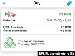 O variantă simplă pentru 6/49 pe amparcat.ro costă la fel ca la orice distribuitor Loto.