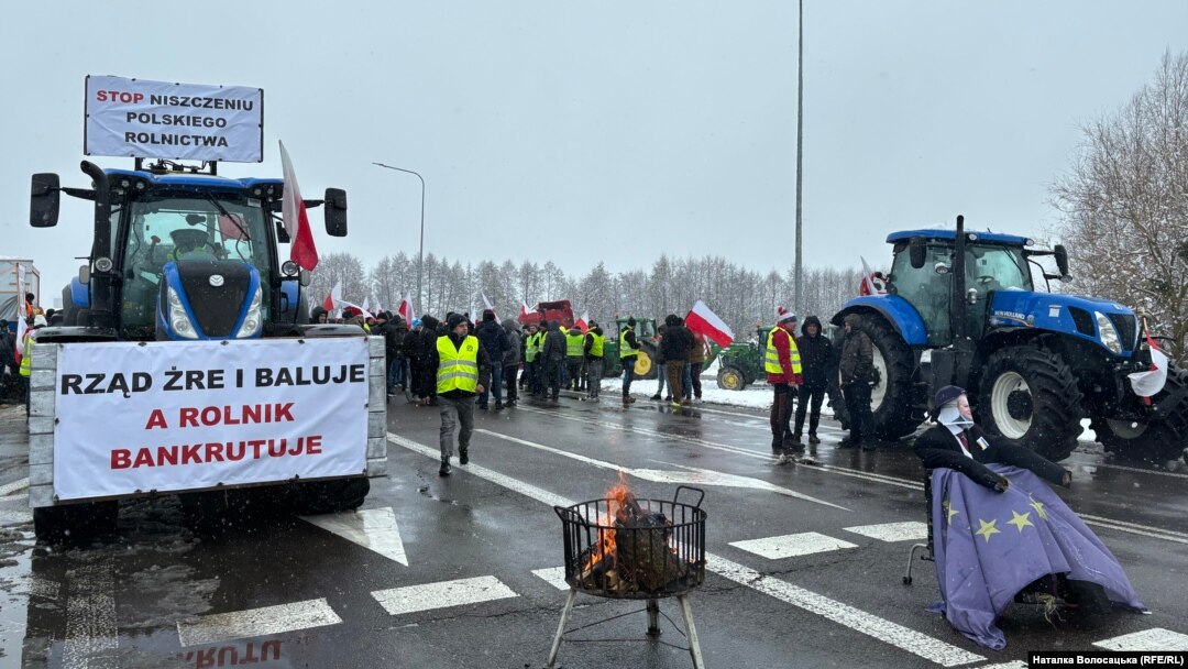 Протест польских фермеров у границы, 9 февраля