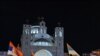 Celebration in front of the temple SPC in Podgorica after elections. Podgorica april 02 Montenegro