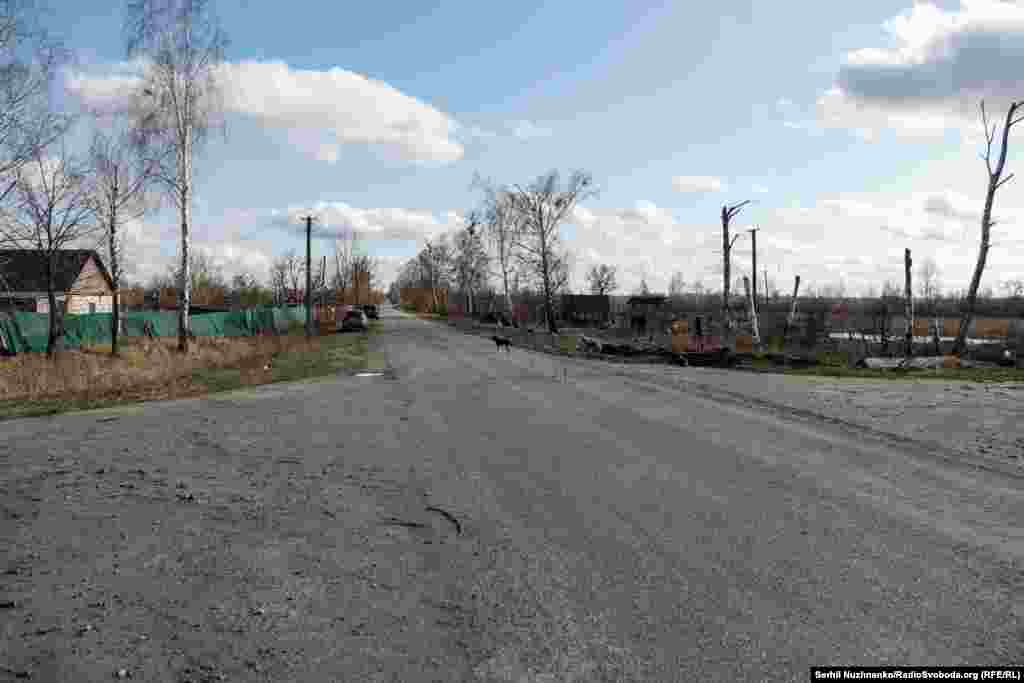 Imaginea 1: Un soldat ucrainean în Teterivske, un sat la nord-vest de Kiev, în martie 2022. Imaginea 2: Aceeași porțiune de drum, în martie 2024. Toate imaginile din martie 2022 cu satul Teterivske din această galerie au fost făcute în timp ce luptele dintre forțele ruse și ucrainene erau în desfășurare, în jurul satului. Imaginile din 2024 au fost făcute la sfârșitul lunii martie.&nbsp; &nbsp;
