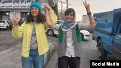 Niloofar Hamedi (left) and Elahah Mohammadi left Tehran’s Evin Prison on January 14. 