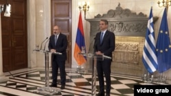 Greece - Greek Prime Minister Kyriakos Mitsotakis and his Armenian counterpart Nikol Pashinian speak after talks in Athens, February 27, 2024.
